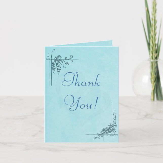 Vintage Blue Wedding Thank You Card (Front)