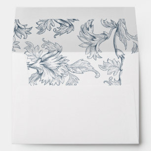Vintage Blue White Botanical Wedding Envelope