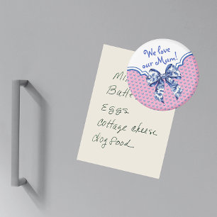 Vintage Blue White Butterfly Bow Personalised Magnet