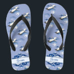 Vintage Blue White Chinoiserie Crane Wedding Groom Jandals<br><div class="desc">The design features vintage chinoiserie pattern of flying cranes in blue and white colour and a classic wedding words typography. It's great for the groom, adding a stylish dose of glam to your chinoiserie chic wedding day, bachelorette party, or other celebration. ♥Customise it with your text by using the template fields. ♥ If...</div>