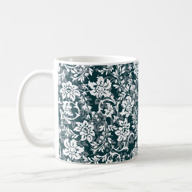 Vintage Blue White Spring Floral Coffee Mug (Left)