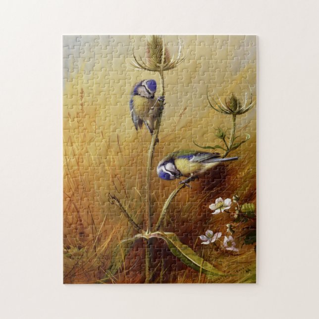 Vintage Blue Wild Bird Art Puzzle (Vertical)