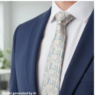 Vintage Blue Wildflower French Toile Pattern Tie