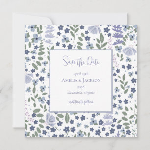 Vintage Blue Wildflower Save the Date
