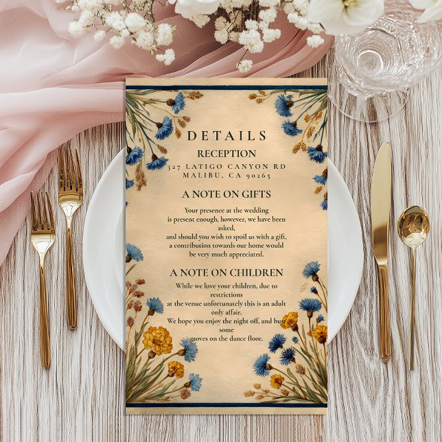 Vintage Blue Wildflower Wedding Enclosure Card (Creator Uploaded)