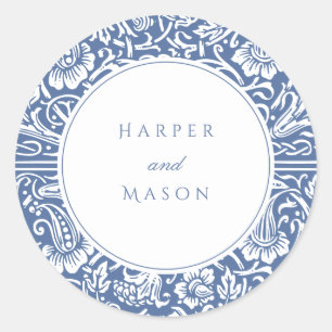 Vintage Blue William Morris Wedding Classic Round Sticker