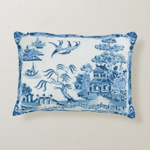 Vintage Blue Willow Accent Pillow