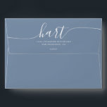 Vintage Blue with White Script Return Address Envelope<br><div class="desc">This vintage blue return address envelope combines a muted blue hue with a graceful white script surname and classic serif font for a fresh, elegant look. Centred on the flap, the design blends timeless charm with modern minimalism. Perfect for weddings, beach celebrations, thank-you cards, or everyday correspondence. Fully customisable with...</div>