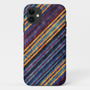 Vintage Blue Yellow Brown Stripes Pattern Case-Mate iPhone Case