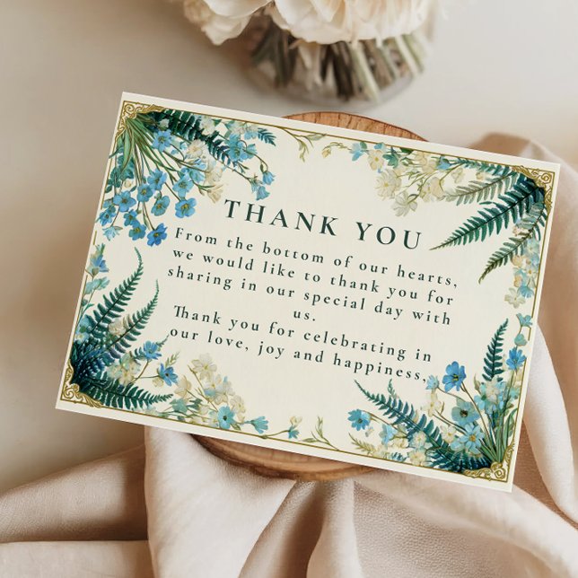 Vintage Bluebell Botanical Wedding Thank You Card (Creator Uploaded)