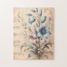 Vintage Bluebells on Sheet Music 252 Piece Puzzle
