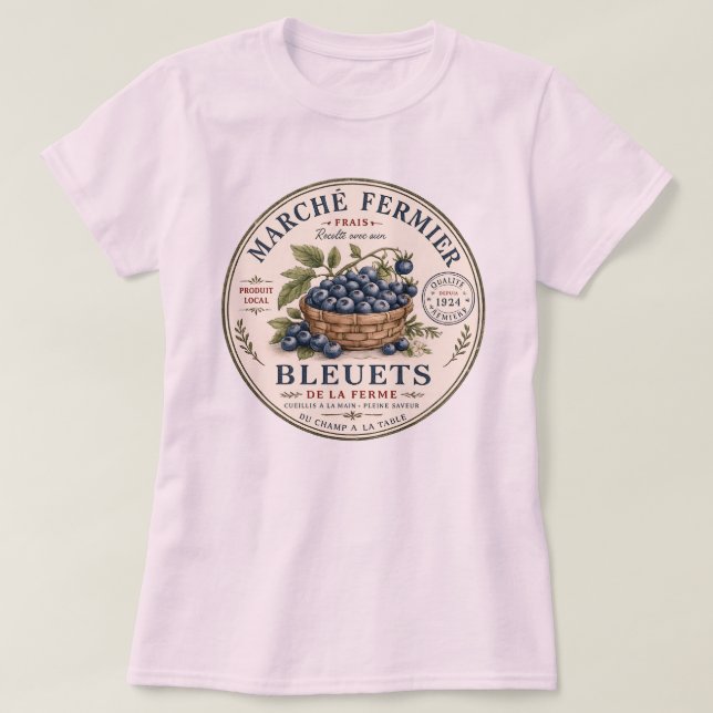 Vintage Blueberries Label T-Shirt (Design Front)
