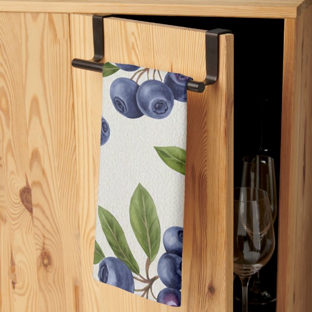 Vintage Blueberry Botanical Seamless Tea Towel (Thirds Fold)