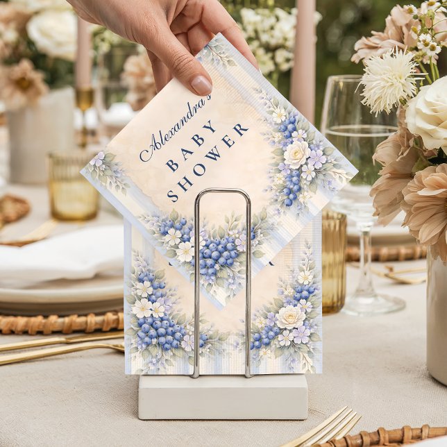 Vintage Blueberry Floral Baby Shower Napkin (Creator Uploaded)