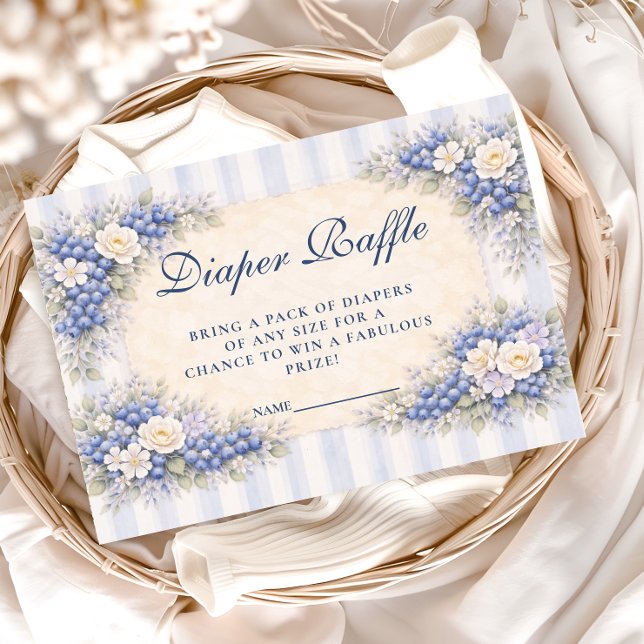 Vintage Blueberry Floral Diapper Raffle Enclosure Card (Creator Uploaded)