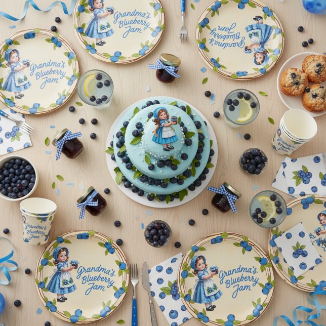 Vintage Blueberry Girl - Grandma's Blueberry Jam Paper Plate (Creator Uploaded)
