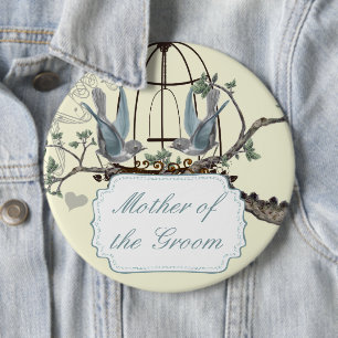 Vintage Bluebird Love Birds Wedding Badges