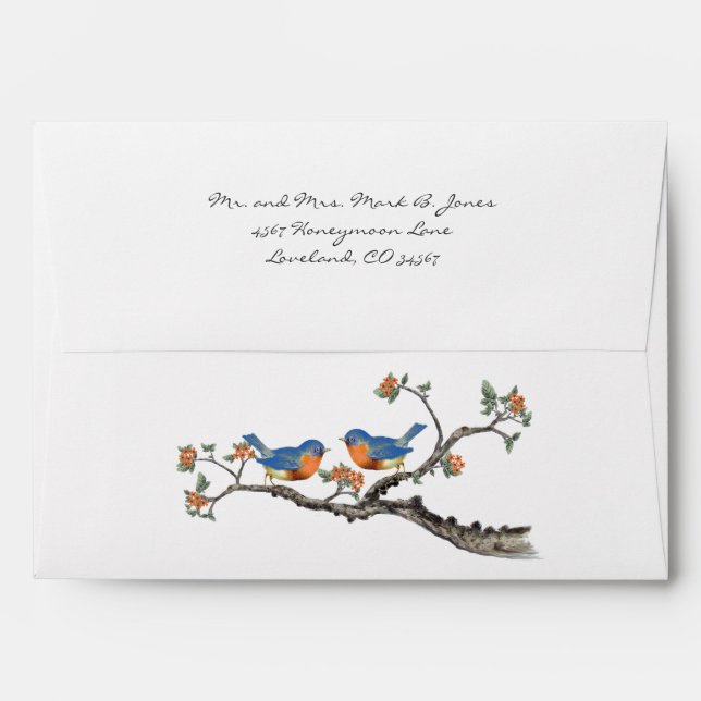 Vintage Bluebird Wedding Envelopes (Back (Top Flap))