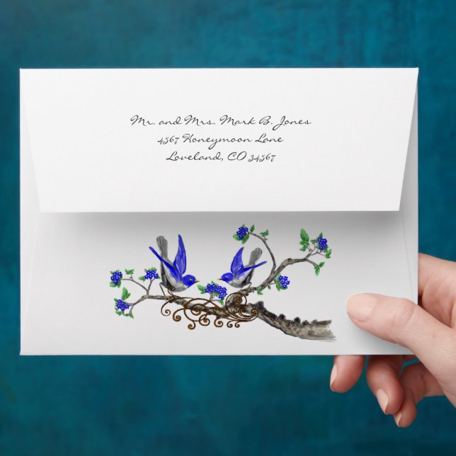 Vintage Bluebird Wedding Invitation Envelopes (Hand)