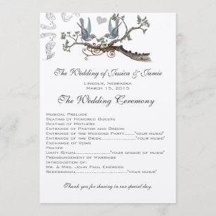 Vintage Bluebird Wedding Programs Programme