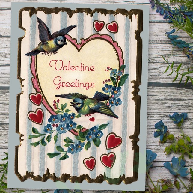 Vintage Bluebirds and Hearts Valentine Postcard (Creator Uploaded)