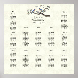 Vintage Bluebirds Coral and Blue Seating Chart
