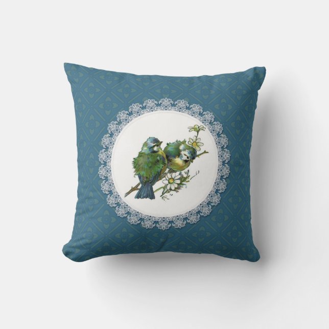 Vintage Bluebirds Cushion (Front)
