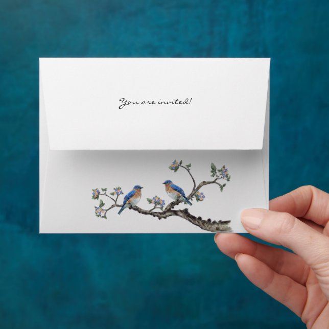 Vintage Bluebirds Flower Envelopes (Hand)