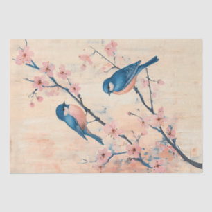 Vintage Bluebirds on Cherry Blossom Branch Tissue Paper