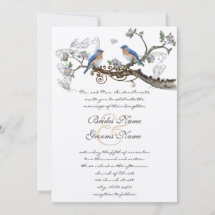 Vintage Bluebirds Wedding Invitations