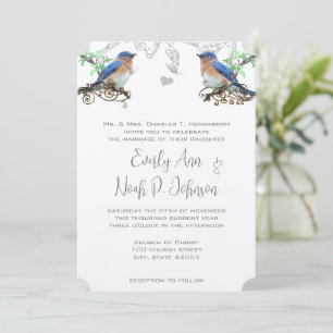 Vintage Bluebirds Wedding Invitaton #2 Invitation