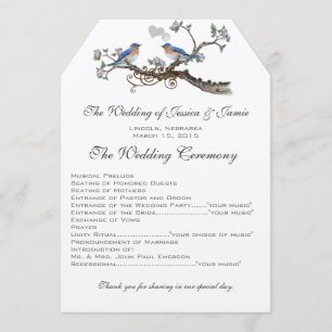 Vintage Bluebirds Wedding Programs Programme