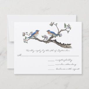 Vintage Bluebirds Wedding RSVP Card