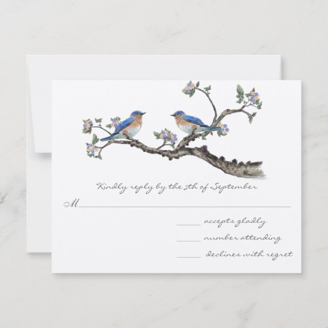 Vintage Bluebirds Wedding RSVP Card (Back)