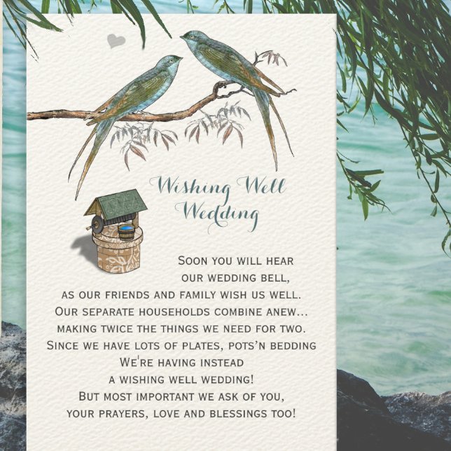 Vintage  Bluebirds Wishing Well Wedding  Enclosure Card (Creator Uploaded)