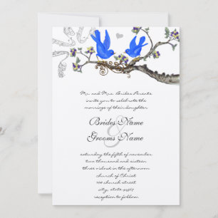 Vintage Bluebirds Yellow & Purple Wedding Invite