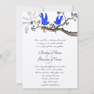 Vintage Bluebirds Yellow & Purple Wedding Invite