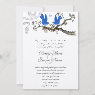 Vintage Bluebirds Yellow & Purple Wedding Invite