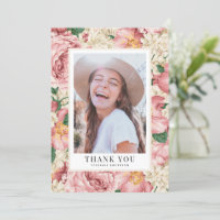 Vintage Blush and Ivory Flowers Photo Graduation