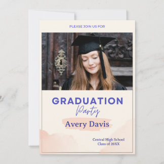 Vintage Blush Blue Watercolor Botanical Floral Invitation