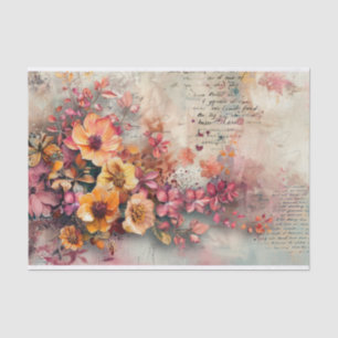 Vintage Blush & Bronze Botanicals  Decoupage Print Tissue Paper