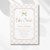 Vintage Blush Chequered Diamond Plaid Baby Shower