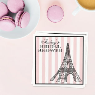 Vintage Blush Eiffel Tower Paris Bridal Shower Napkin