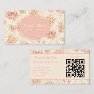 Vintage Blush Floral Bow Branding Business Card