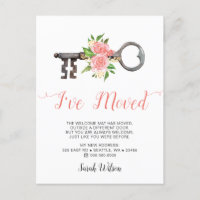 Vintage Blush Floral Key I Have Moved Moving