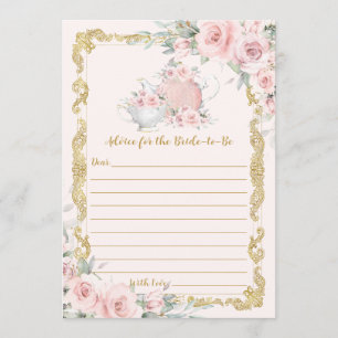 Vintage Blush Floral Tea Party Advice for Bride Card