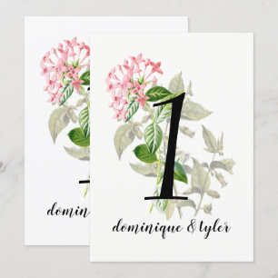 Vintage Blush Flowers Wedding Table Number