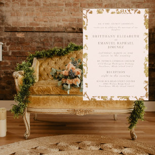 Vintage Blush & Gold Chinoiserie 2 Venue Invitation