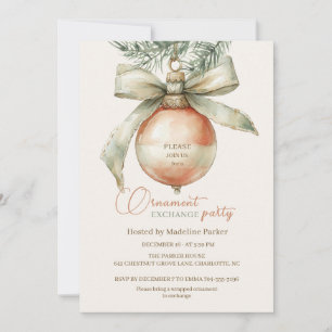 Vintage Blush Ornament Christmas Exchange Party Invitation