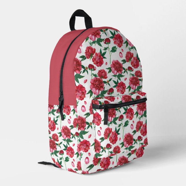 Vintage Blush peony floral Printed Backpack (Back Corner Left)